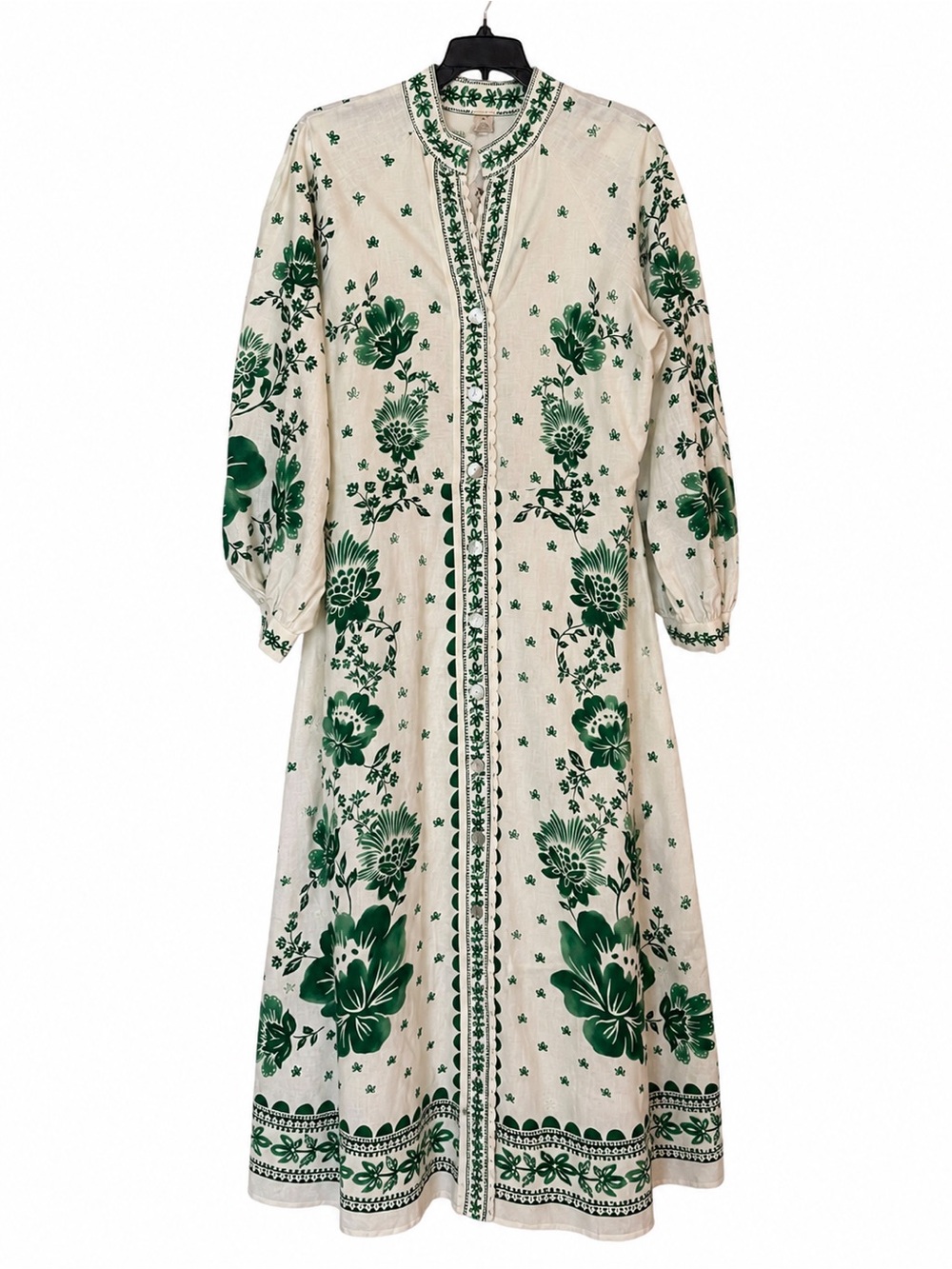 Magaschoni White Maxi Dress with Green Floral Print NEW SIZE L - Picture 6 of 8